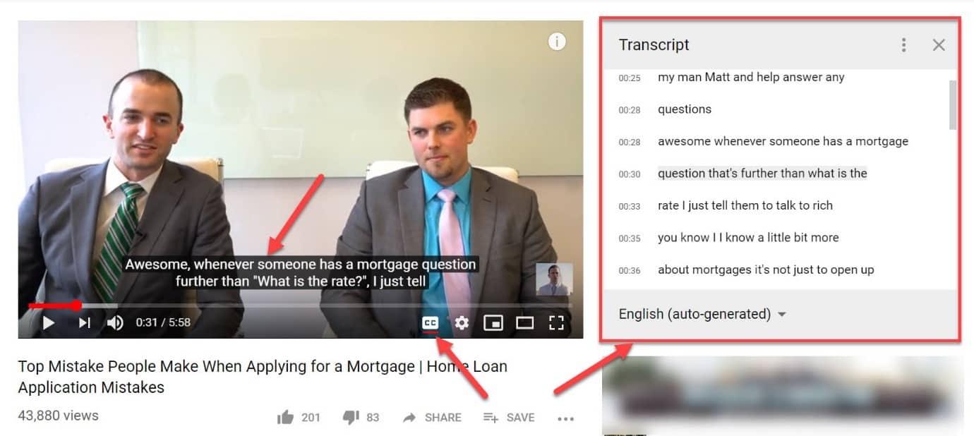 Video captions image