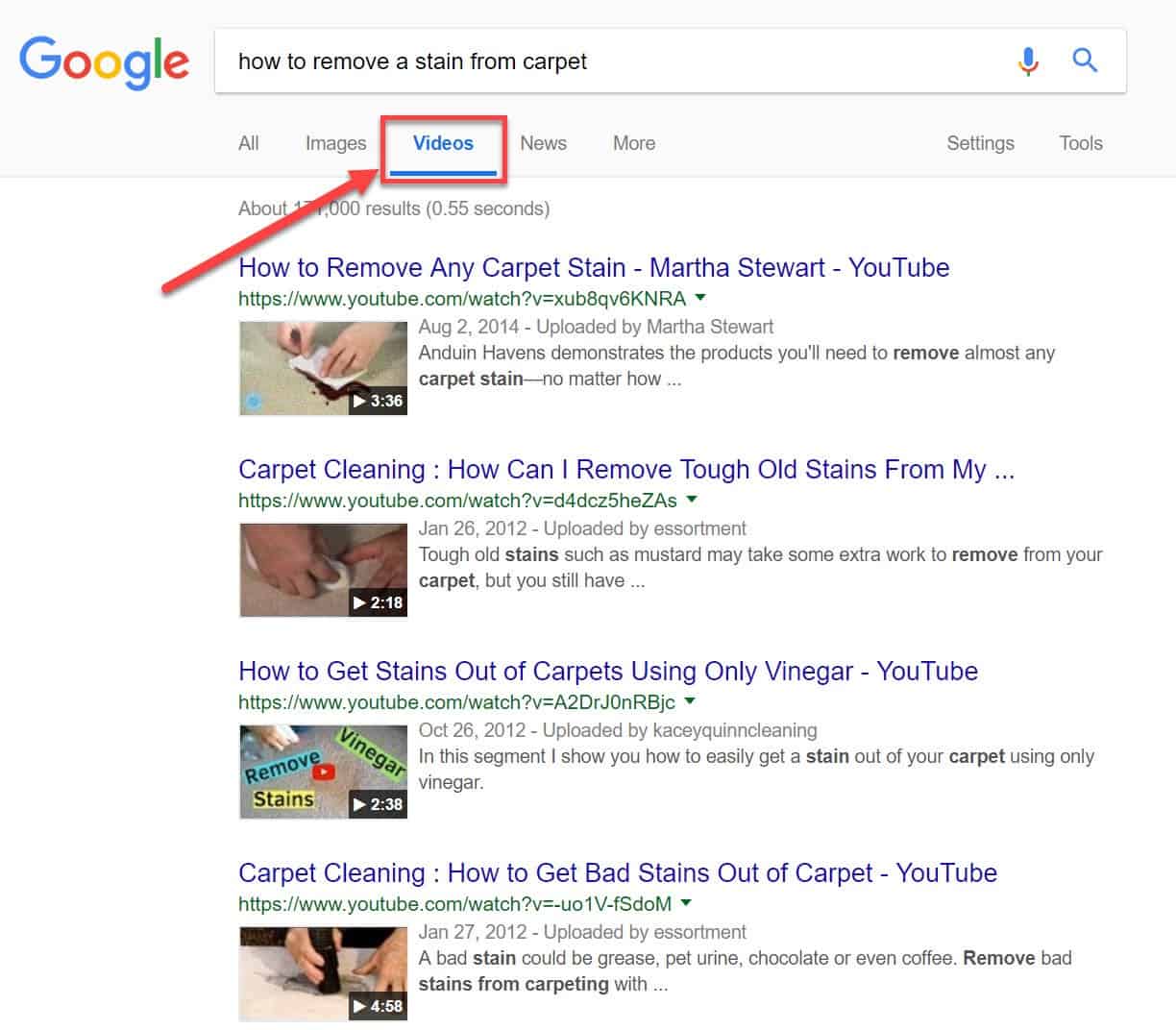 Google video section image