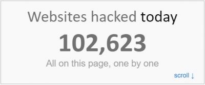 graphic showing 102,623 websites hacked each day