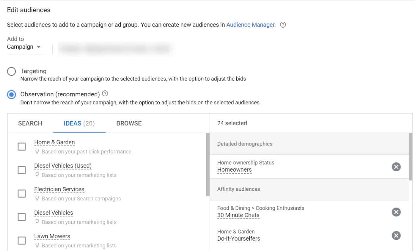 google ads edit audiences
